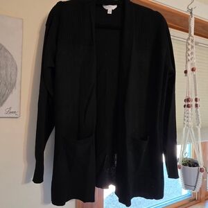 Time and Tru Black Open Cardigan